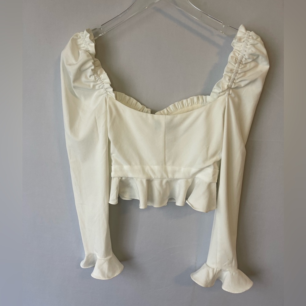 Majorelle Corie Top White Underwire Puff Sleeves Peplum XXS - Picture 8 of 15